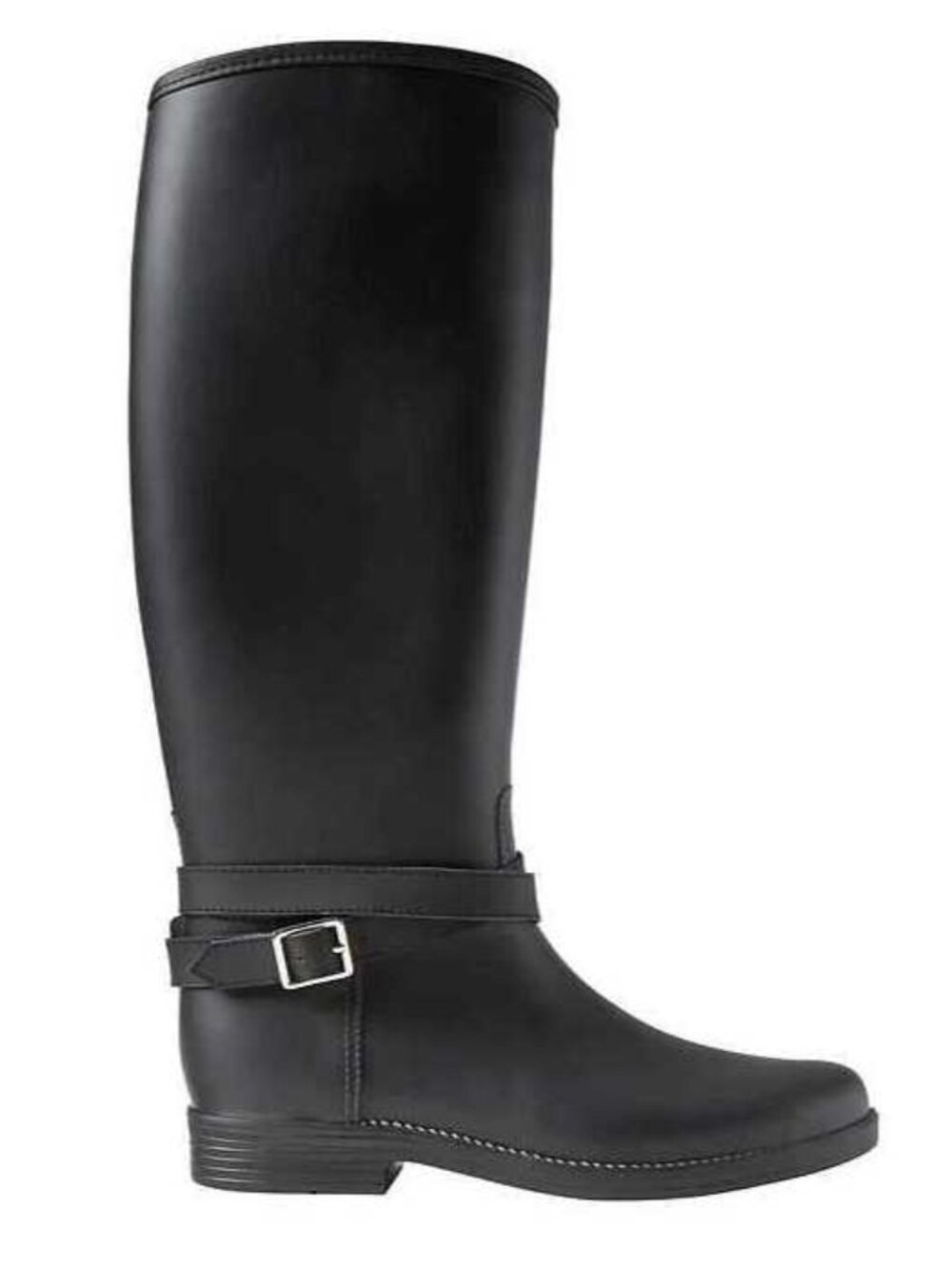 NWOB 7 Banana Republic buckle strap black rubber rainboots rain boots in black